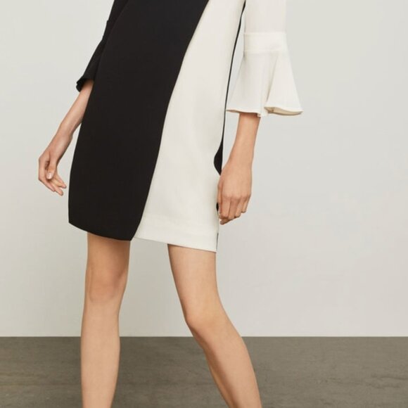 NEW BCBGMaxAzria Mini Dress Womens Loren Black White Colorblock Cuffed Size XS - Picture 2 of 8